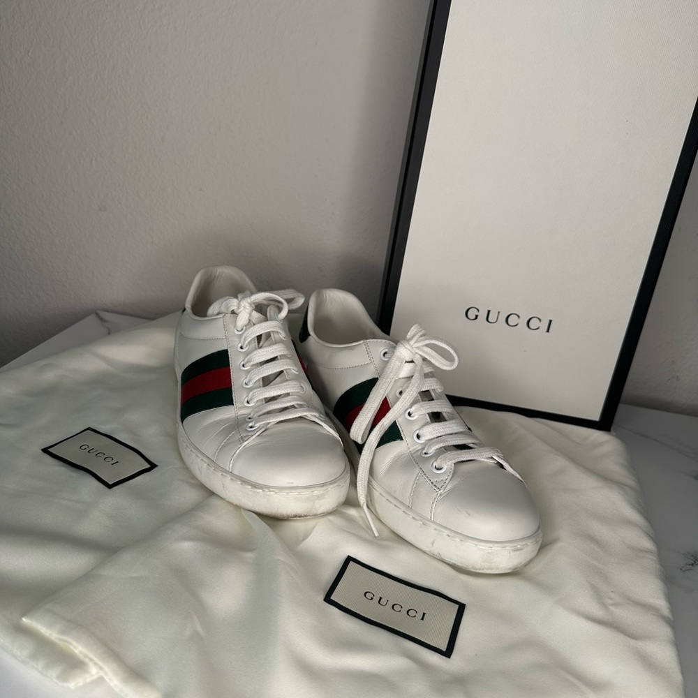 Gucci Men's Ace Leather Sneaker Size 6 - Picture 3 of 10